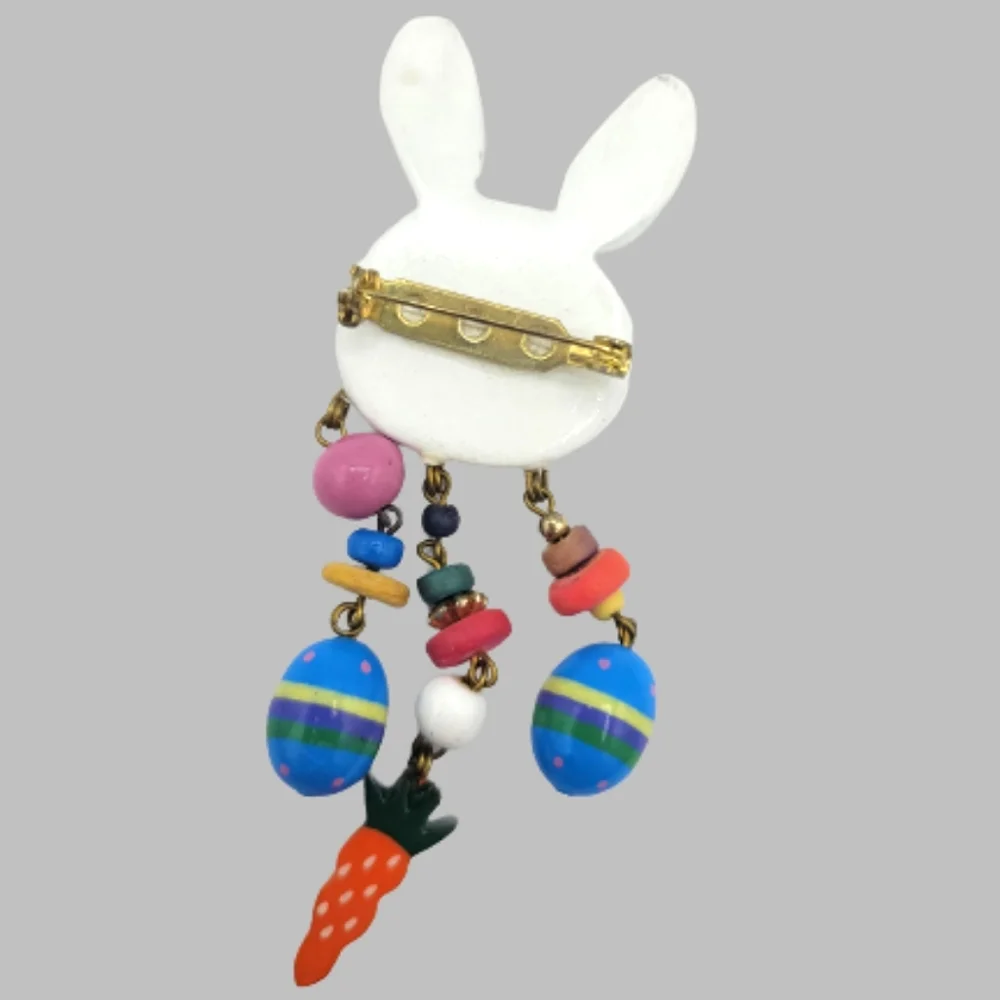 Easter Bunny Brooch with Egg & Carrot Fringe - Papel Giftware Springtime Station - Picture 6 of 12